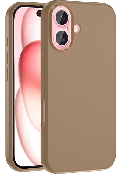 Apple Uyumlu iPhone 16 Kılıf M-safe Şarj Özellikli Sıvı Teknolojili Silinebilir Sert Zore Kivi Kapak Bej Gold
