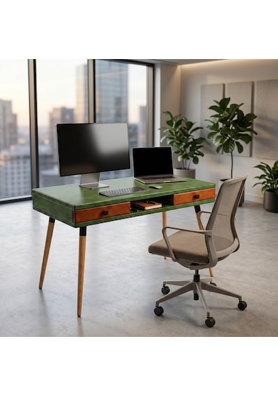 Mobenta Modest Desk: Masif Çalışma & Laptop Masası 2 Çekmece 1 Bölme - 120x60 Ye-bk Yeşik-bakır Mobenta Modest Desk: Masif Çalışma & Laptop Masası 2 Çekmece 1 Bölme - 120x60 Ye-bk Yeşik-bakır