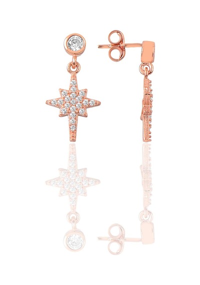 Gümüş Zirkon Taşlı Kutup Yıldızı Modeli Küpe N11.55308