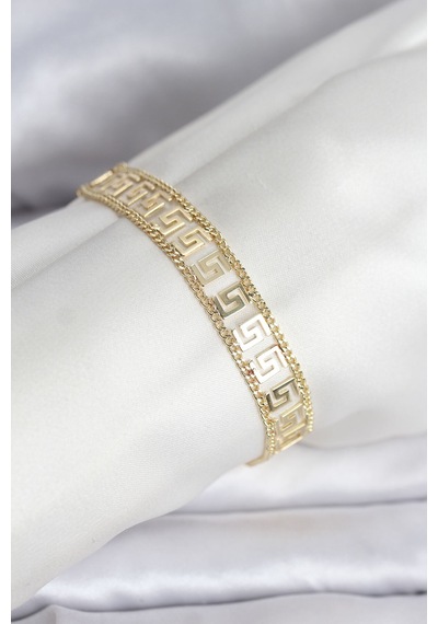316l Çelik Gold Renk Labirent Model Kadın Bileklik Altın
