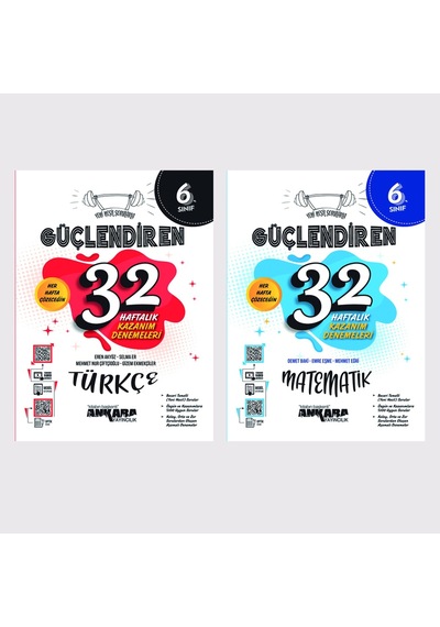 Ankara Yayınları 6. Sınıf Türkçe + Matematik 32 Haftalık Güçlendiren Kazanım Denemesi Seti
