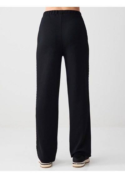 Jimmy Key Jimmy Key Siyah Normal Bel Normal Paça Uzun Örme Jogger Pantolon 6sw115633900