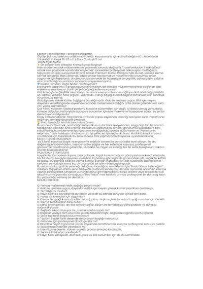 Transformacion Profesyonel 8 Başlıklı Pasta Krema Süsleme Pompası Seti, Enjektör Uçlu, Şeffaf Gövde, 18-20 Cm Y Diğer