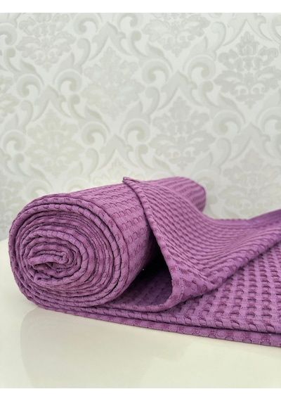 Premium %100 Pamuk Tek Kişilik Yazlık Pike, Yatak Örtüsü, Terletmez Kumaş Mor Renk 160x240cm Mor