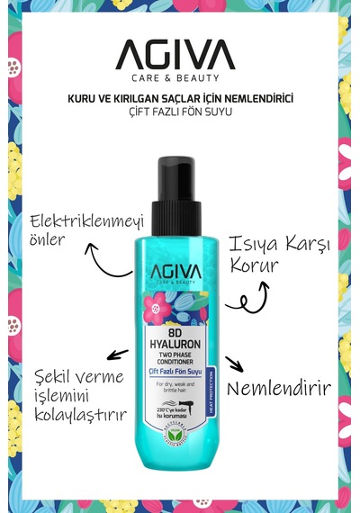 Agiva Care & Beauty 8d Hyaluron Yoğun Nemlendirici, Güçlendirici Ve Isı Koruyucu Çift Fazlı Fön Suyu-250 Ml-vegan