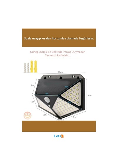 Güneş Enerjili 100 Ledli Bahçe Aydınlatma Lambası Çok Renkli