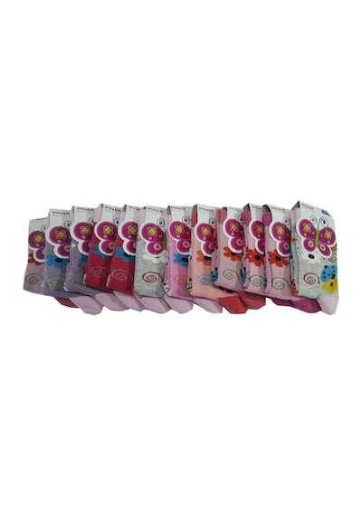 Bhr Kids 12 Li Kız Çocuk Baskılı Uzun Soket Çorap Renkli Kız Çocuk Çorap
