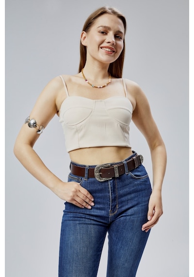 %100 Hakiki Şık Kadın Kemeri Antik Gümüş Desenli 4cm Kahverengi