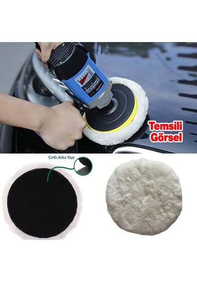 1 Adet Koyun Postu Pedi Ø 125 Mm Pasta Cila Polisaj Süngeri Cırt Tabanlı Kuzu Postu Yünü Keçesi Parlatma