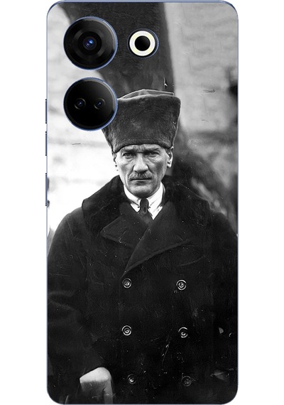 Tecno Camon 20 - 20 Pro 4g Uyumlu Mustafa Kemal Atatürk Portre Baskılı Silikon Kılıf Renkli