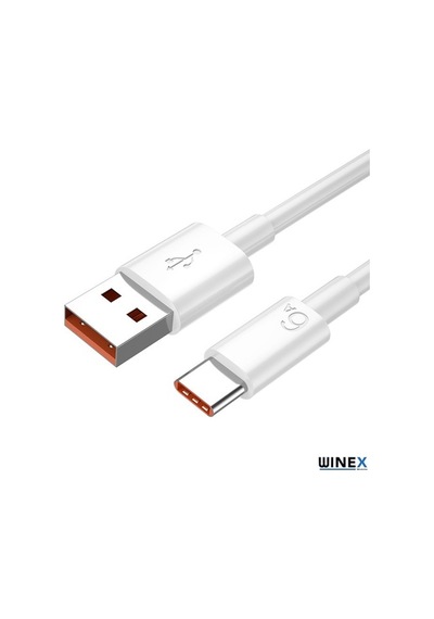 Winex 6A 100W Usba To Type-C Hızlı Data Ve Şarj Kablosu Beyaz