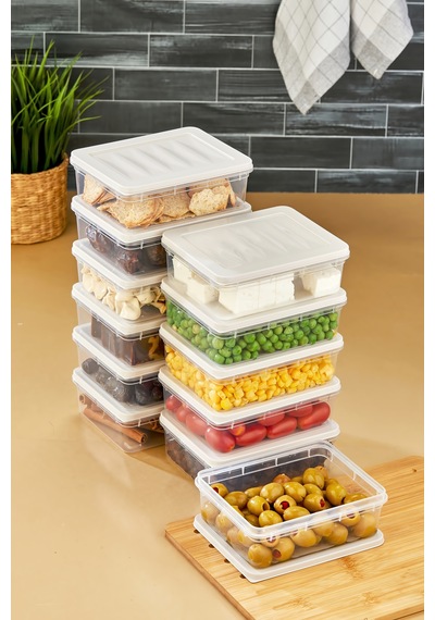 Multi Box 12 Li Set Saklama Kabı Seti - Dondurucu & Mikrodalga Uyumlu Krem