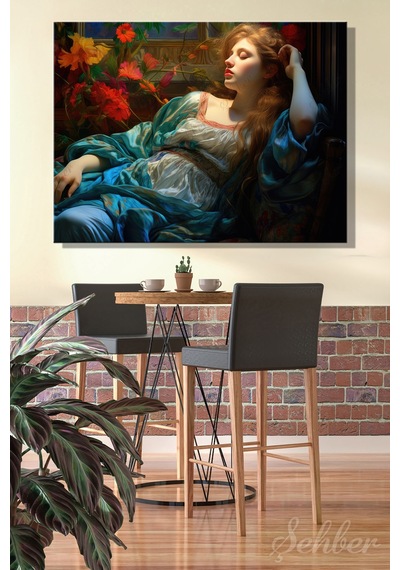 Yatay Kanvas Tablo Tekli Salon Mutfak Yatak Odası Ofis Frederic Leighton Haziran Alevi 1622