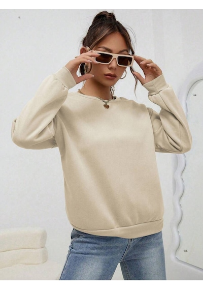 Uyguntarz Unisex Vangogh Baskılı Tasarım Oversize Sweatshirt Bej