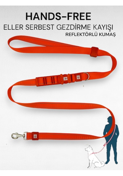 Caramelos Hands-free Eller Serbest Gezdirme Kayışı- Köpek Gezdirme Kayışı - Eller Serbest- Köpek Gezdirme İpi Turuncu