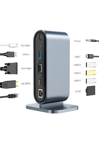 Mt53 Type-c Usb Adaptör Hub 12in1 4k Hdmı Vga 4ad Usb 3.0 Rj45 10