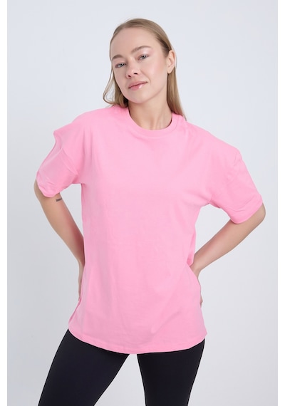 Velvoria Unisex Oversize Basic 3'lü Pembe Renk T-shirt Çok Renkli20