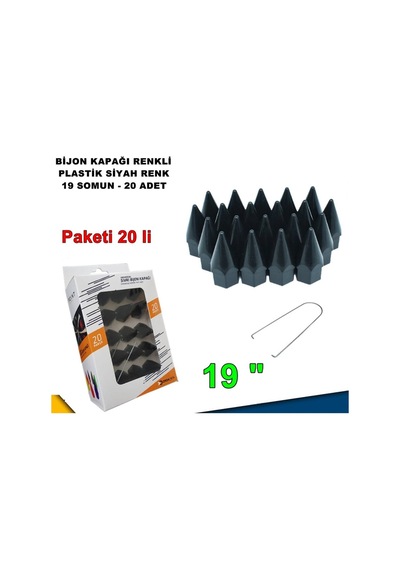 Sivri Mermi Tip Bijon Kapağı Plastik Siyah Renk 19 Mm Bijon Uyumlu 20 Adet