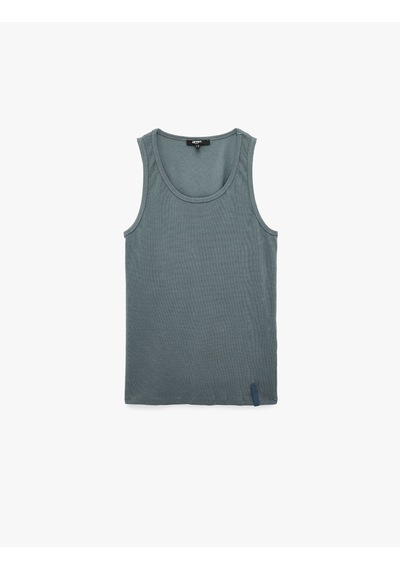 Koton Slim Fit Pamuklu Kolsuz Bisiklet Yaka Basic Atlet Mavi 7wam30001mk