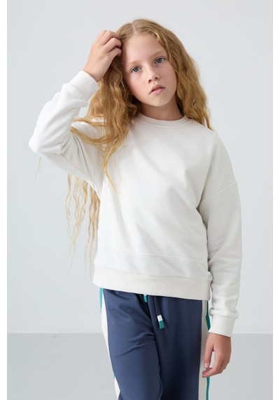 Oversize 3lü Paket Sarı-ekru-su Yeşili Kız Çocuk Sweatshirt - 75150 Sarı