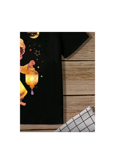 Stil X Ramazan Bayramı Baskılı Erkek Çocuk Tshirt, %100 Pamuklu Kumaş Siyah-2