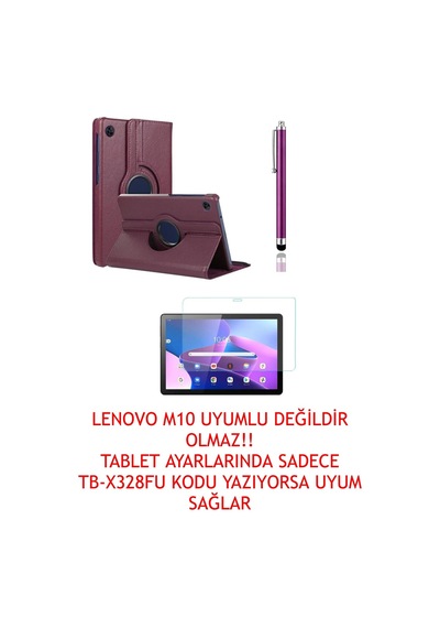 Tab M10 3.nesil Tb328fu Unisoc T328xu Zaae0015tr 360 Dönerli Kılıf 3lü Set mor