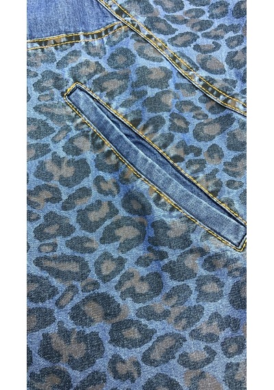Büyük Beden Fermuarlı Kot Takım Leopar Desen Detaylı Kapri Kol Geniş Paça Kadın Takım Lacivert Büyük Beden Fermuarlı Kot Takım Leopar Desen Detaylı Kapri Kol Geniş Paça Kadın Takım Lacivert