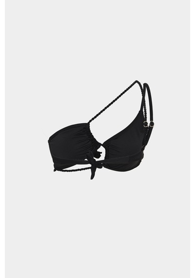 Açelyaokcu Premium Asimetrik Freya Slim Fit Kadın Bikini Üstü Siyah