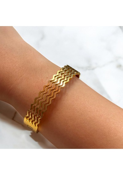 Kırmızı Sanat Evi Gold Beşli Burgulu Şık Kadın Çelik Kelepçe