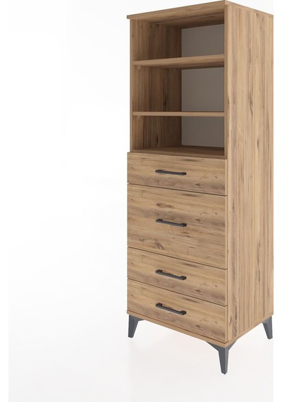 Hyperion Dolap 3 Raflı 4 Çekmeceli 60x44x163 Çam-çam Çam