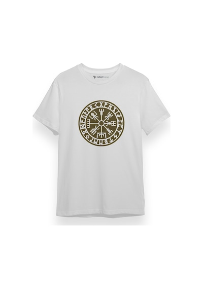 Vikings Vegvisir Runes Beyaz Kısa Kol Erkek Tshirt 001