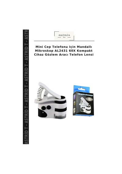 Mini Cep Telefonu Için Mandallı Mikroskop Al2431 60x Kompakt Cihaz Gözlem Aracı Telefon Lensi