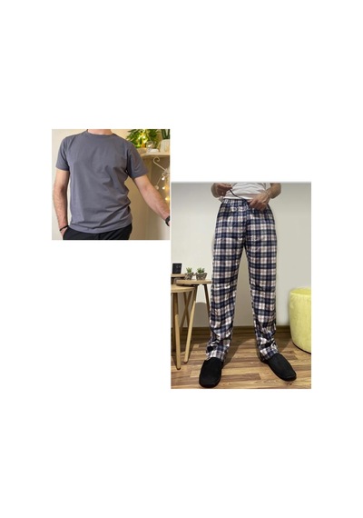 Cepli Regular Fit Alt Pamuklu Örme Bisiklet Yaka Erkek Pijama Takımı
