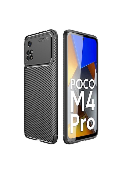 Xiaomi Poco M4 Pro 4g Kılıf Karbon Görünümlü Silikon Kamera Korumalı Üstün Koruma Vardar Lacivert