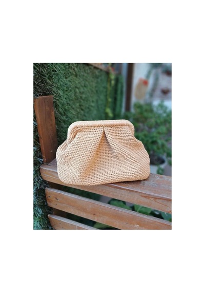 El Yapımı Hasır Gizli Burslu Clutch Portföy Çanta