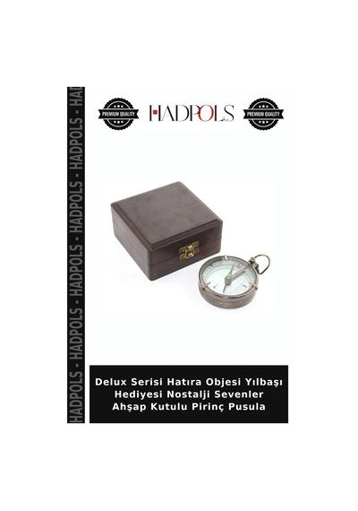 Delux Serisi Hatıra Objesi Yılbaşı Hediyesi Nostalji Sevenler Ahşap Kutulu Pirinç Pusula