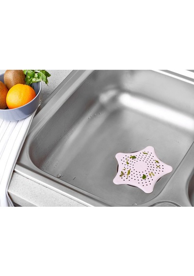 1 Adet Gri Yıldız Vantuzlu Kaymaz Lavabo Evye Banyo Süzgeci Silikon 1 Silikon Diğer