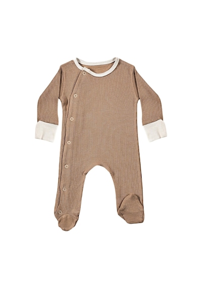 Tinylamb Milky Chocolate Bebek Tulum Takımı 2 Parça Unisex Organik Pamuk Yenidoğan Hediye Seti Kahverengi-krem