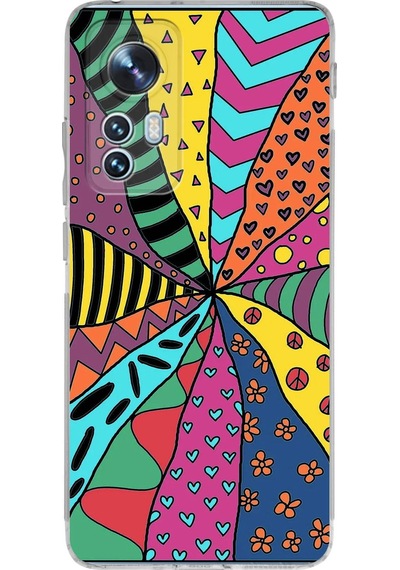 Xiaomi Mi 12 İle Uyumlu 1mm Slim Fit Retro Colors 4 Baskılı Şeffaf Kılıf Şeffaf