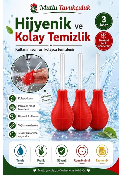 Tr Güvercin Besleme Aparatı, Sıkılabilir Gövdeli Manuel Mama Pompası 3 Adet
