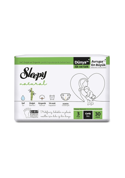 Sleepy Natural Bebek Bezi 3 Numara  30 Adet