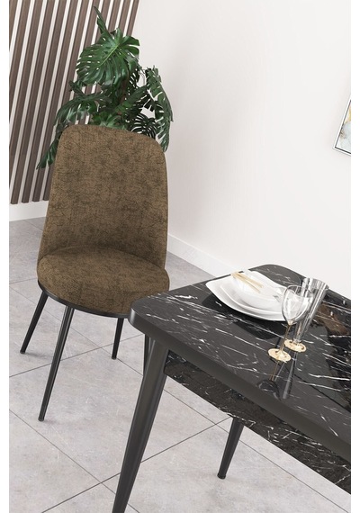 Canisa Concept Nil Serisi 70x110 Sabit Mutfak Masası Takımı Siyah Mermer Desen Masa 2 Kahverengi Sandalye Masa Siyah Sandalyeler Kahverengi Canisa Concept Nil Serisi 70x110 Sabit Mutfak Masası Takımı Siyah Mermer Desen Masa 2 Kahverengi Sandalye Masa Siyah Sandalyeler Kahverengi