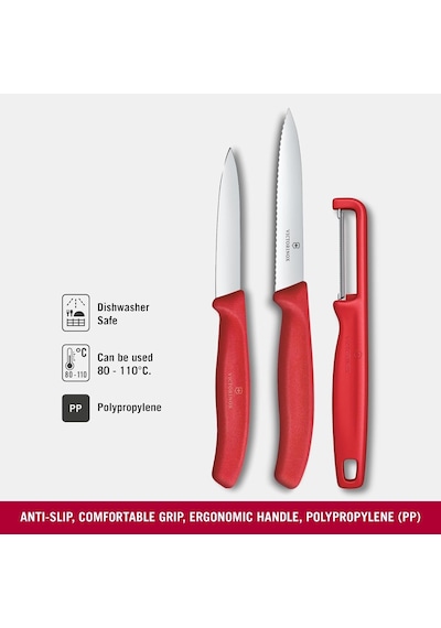 Victorinox 6.7111.33c1 Swiss Classic 3lü Bıçak Ve Soyacak Set, Kırmızı Çok Renkli