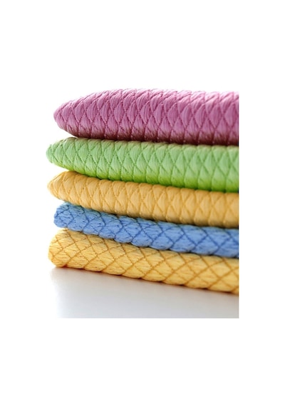 Silver Home Mikrofiber Baklava Desen Cam Temizlik Bezi Çok Renkli 5'li 40 x 40 CM