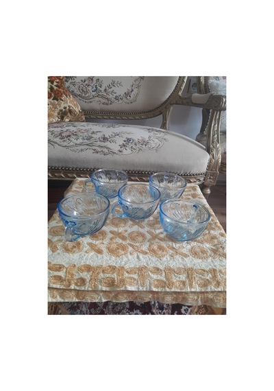 Eski Dönem Çay Fincanları Mavi Mavi