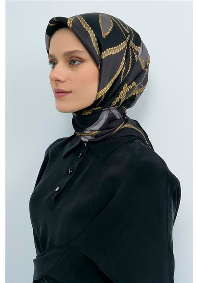 Armine Saf İpek Twill Eşarp 9531d 84 Kırmızı Siyah