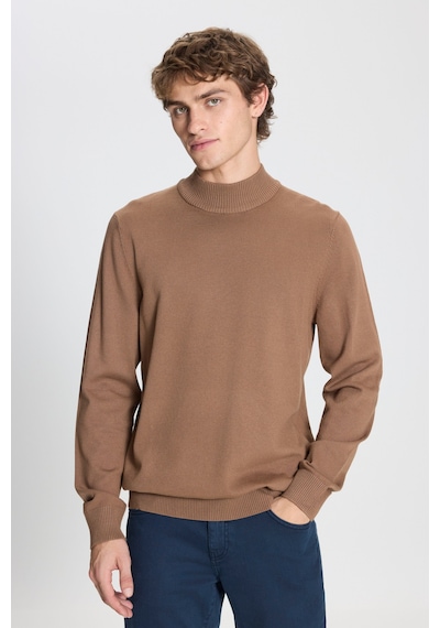 AC&Co / Altınyıldız Classics Erkek Vızon Standart Fit Normal Kesim Yarım Balıkçı Yaka Triko  Kazak Vizon
