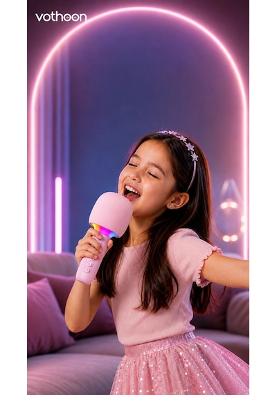 Çocuk Ve Yetişkin Karaoke Mikrofonu Kablosuz Rgb Ambiyans Işığı Ses Değiştirme Modlu Hoparlör