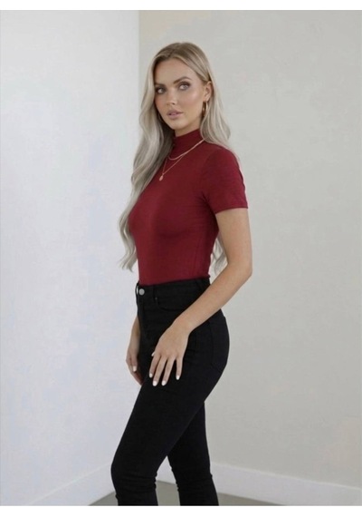 Hashtag Kadın Balıkçı Yaka Yarım Kol Body 4'lü Set Viskon Kumaş Siyah, Vişne Çürüğü, Lacivert, Antrasit