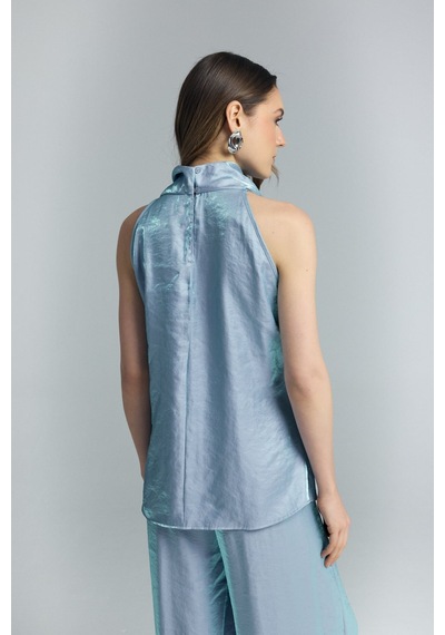 Sateen Aura Bluz - Mavi-137269